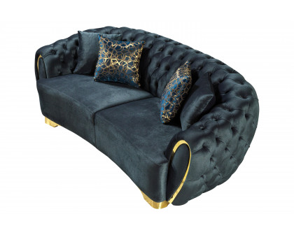 Nova Victoria Velvet Sofa & Loveseat - Holly Green