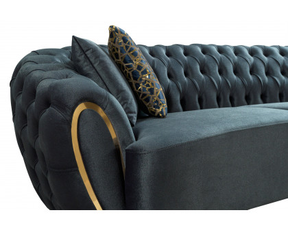 Nova Victoria Velvet Sofa & Loveseat - Holly Green