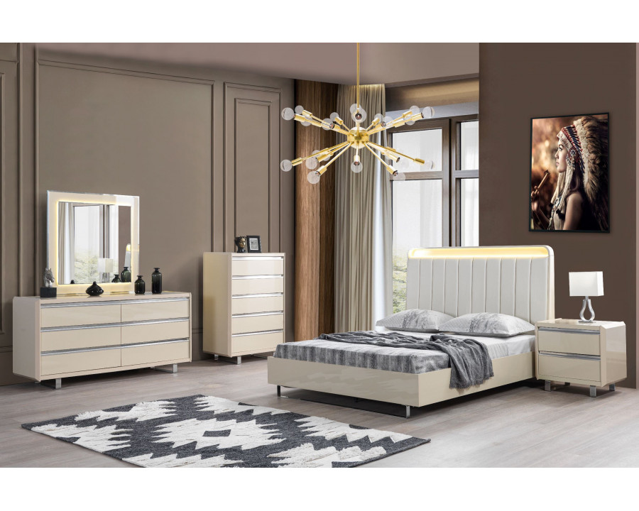 Nova - Viola Cream High Gloss Lacquer 4-Piece Queen Bedroom Set