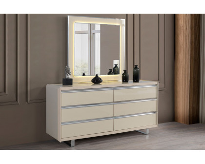 Nova - Viola Cream High Gloss Lacquer 4-Piece Queen Bedroom Set