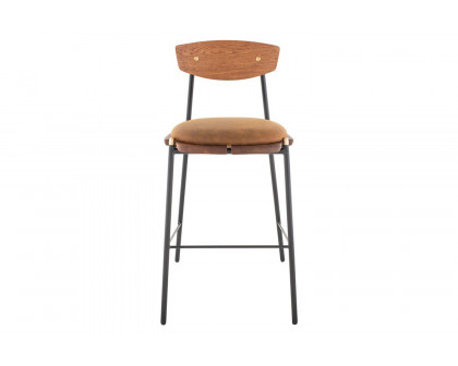 Nuevo™ Kink Bar Stool - Umber Tan Leather Seat