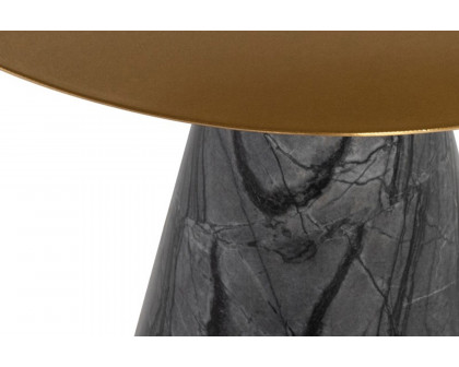 Nuevo™ Iris Side Table - X Brushed Gold Top, Black Wood Vein Marble Base, L19,8'' x W19,8'' x H19,8''