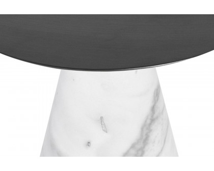 Nuevo™ Iris Side Table - Brushed Graphite Top, White Marble Base, L15,8'' x W15,8'' x H19''