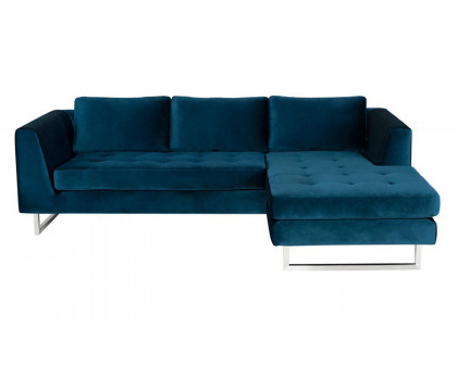 Nuevo™ Matthew Sectional - Midnight Blue Fabric Seat, Brushed Stainless Legs