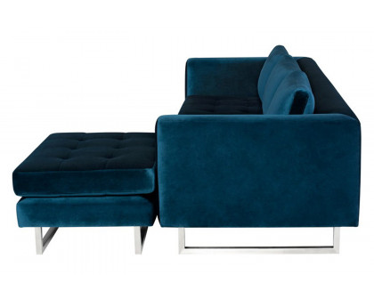 Nuevo™ Matthew Sectional - Midnight Blue Fabric Seat, Brushed Stainless Legs