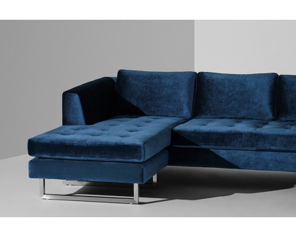 Nuevo™ Matthew Sectional - Midnight Blue Fabric Seat, Brushed Stainless Legs