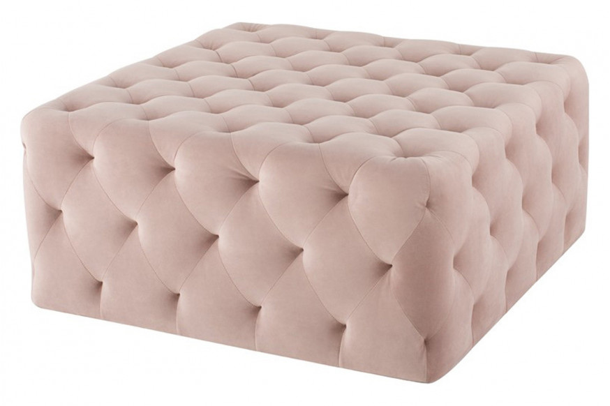 Nuevo™ Tufty Ottoman - Blush Velour, L38'' x W38'' x H17''