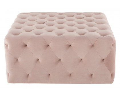 Nuevo™ Tufty Ottoman - Blush Velour, L38'' x W38'' x H17''