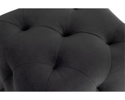 Nuevo™ Tufty Ottoman - Shadow Gray Velour, Matte Black Legs, L15'' x W15'' x H17''