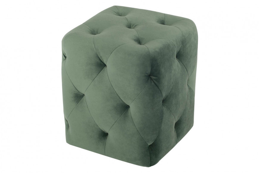 Nuevo™ Tufty Ottoman - Moss Velour, L15'' x W15'' x H17''