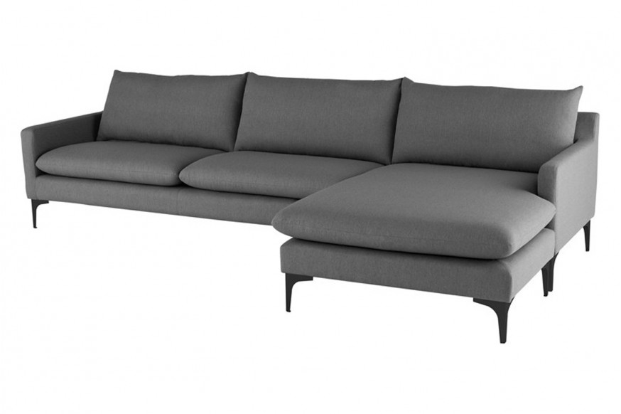 Nuevo™ Anders Sectional - Slate Gray Color, Matte Black Legs