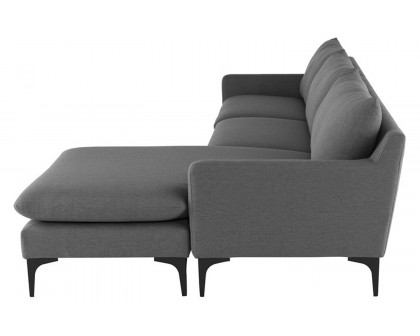 Nuevo™ Anders Sectional - Slate Gray Color, Matte Black Legs