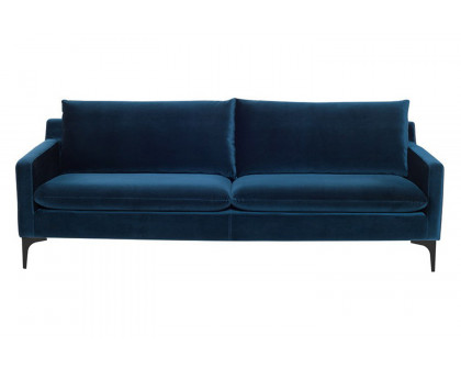 Nuevo™ Anders Sofa - Midnight Blue Velour Color, Matte Black Legs