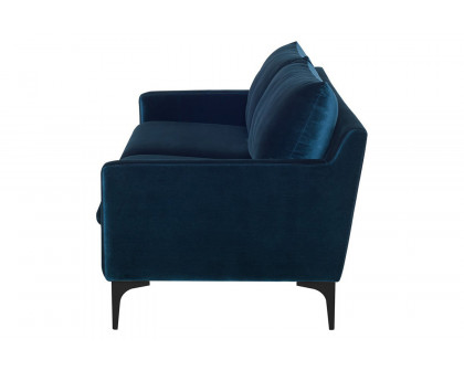 Nuevo™ Anders Sofa - Midnight Blue Velour Color, Matte Black Legs