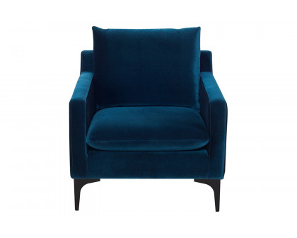 Nuevo™ Anders Occasional Chair - Midnight Blue Velour Color, Matte Black Legs