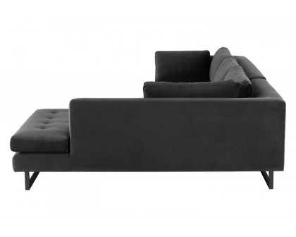 Nuevo™ Janis Sectional - Shadow Gray Velour Seat, Matte Black Steel Legs, Right Chaise