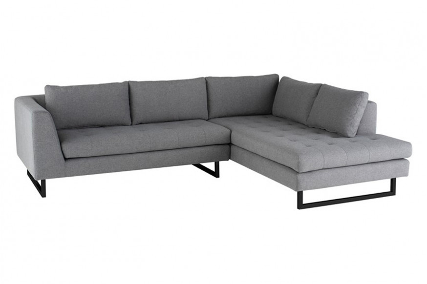 Nuevo™ Janis Sectional - Shale Gray Seat, Matte Black Steel Legs, Right Chaise