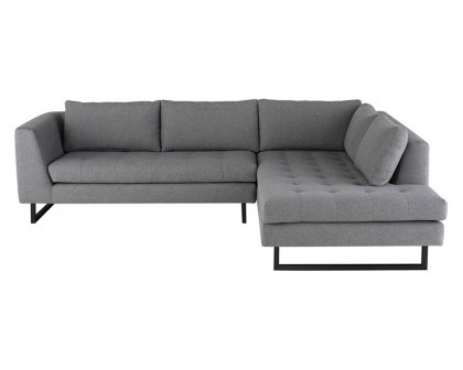 Nuevo™ Janis Sectional - Shale Gray Seat, Matte Black Steel Legs, Right Chaise