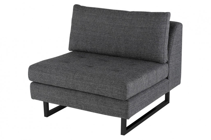 Nuevo™ Janis Sofa Extension - Dark Gray Tweed Seat, Matte Black Steel Legs, L34,3'' x W37,8'' x H31,3''