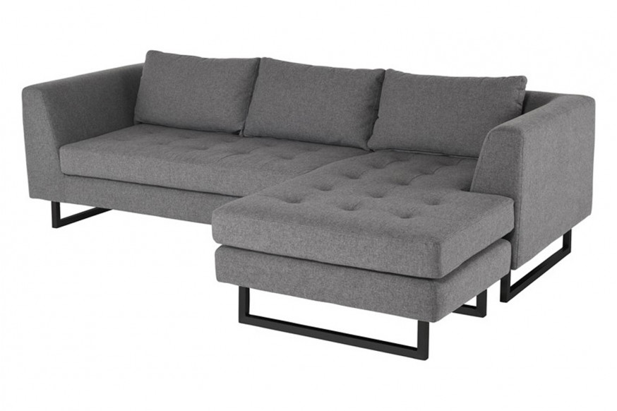 Nuevo™ Matthew Sectional - Shale Gray Seat, Matte Black Steel Legs