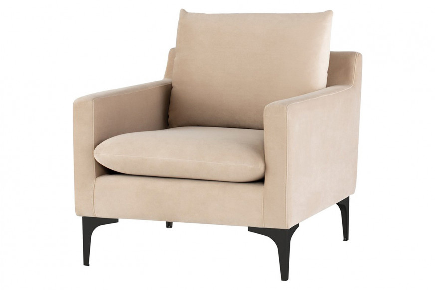 Nuevo™ Anders Occasional Chair - Nude Velour Color, Matte Black Legs