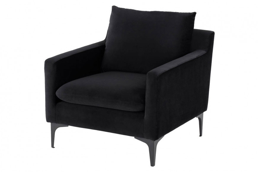 Nuevo™ Anders Occasional Chair - Black Velour Color, Matte Black Legs