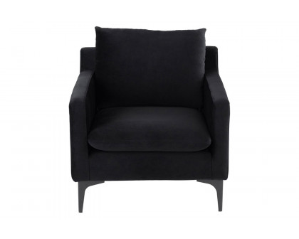 Nuevo™ Anders Occasional Chair - Black Velour Color, Matte Black Legs