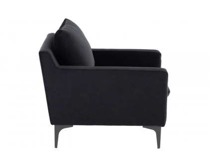 Nuevo™ Anders Occasional Chair - Black Velour Color, Matte Black Legs