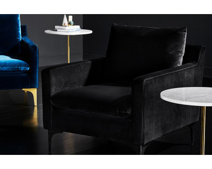 Nuevo™ Anders Occasional Chair - Black Velour Color, Matte Black Legs