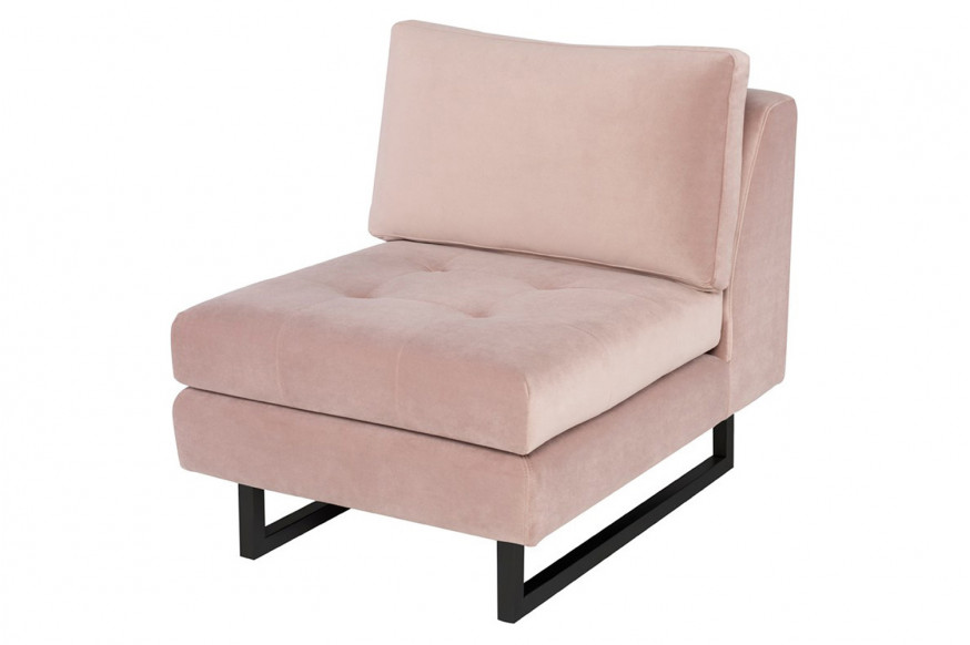 Nuevo™ Janis Sofa Extension - Blush Velour Seat, Matte Black Steel Legs, L25,8'' x W37,8'' x H31,3''