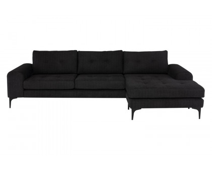 Nuevo™ Colyn Sectional - Coal Fabric Seat, Matte Black Steel Legs, Right Chaise