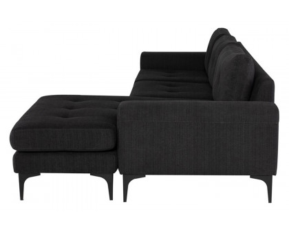 Nuevo™ Colyn Sectional - Coal Fabric Seat, Matte Black Steel Legs, Right Chaise