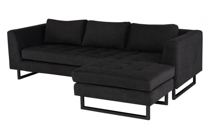 Nuevo™ Matthew Sectional - Coal Fabric Seat, Matte Black Steel Legs