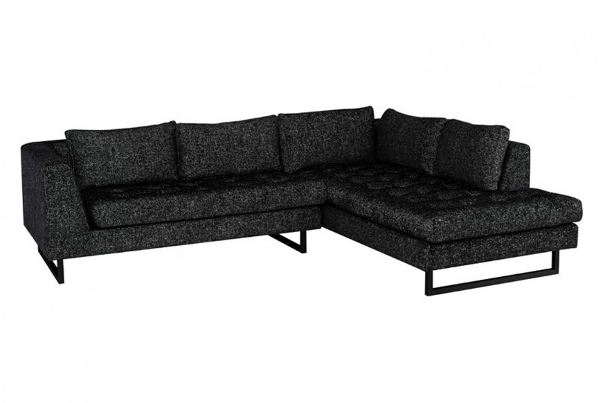 Nuevo™ Janis Sectional - Salt and Pepper, Matte Black Steel Legs, Right Chaise