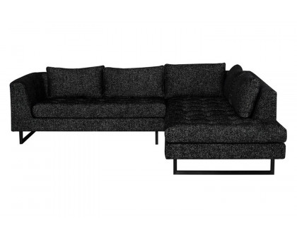 Nuevo™ Janis Sectional - Salt and Pepper, Matte Black Steel Legs, Right Chaise