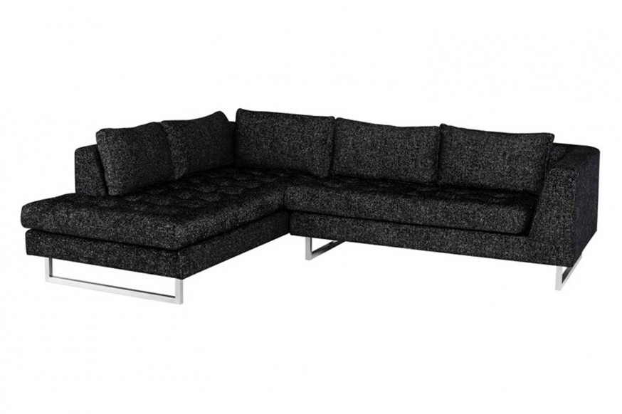 Nuevo™ Janis Sectional - Salt and Pepper, Brushed Stainless Legs, Left Chaise