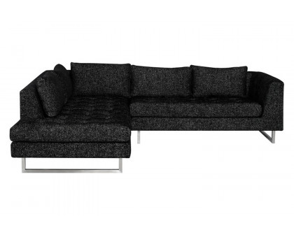 Nuevo™ Janis Sectional - Salt and Pepper, Brushed Stainless Legs, Left Chaise