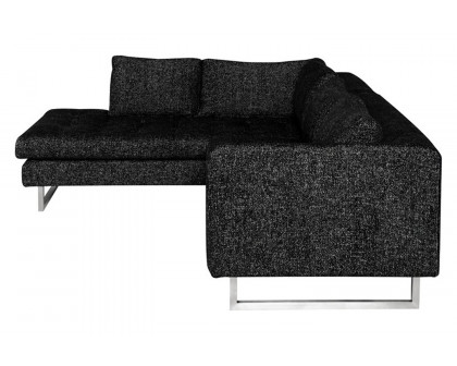 Nuevo™ Janis Sectional - Salt and Pepper, Brushed Stainless Legs, Left Chaise