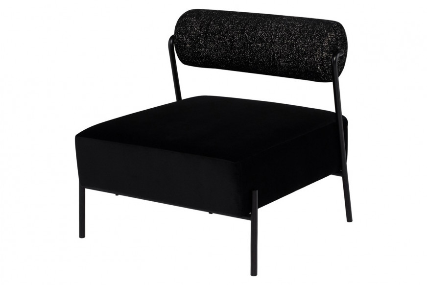 Nuevo™ Marni Occasional Chair - Salt And Pepper Bolster/Black Velour Seat, Matte Black Frame