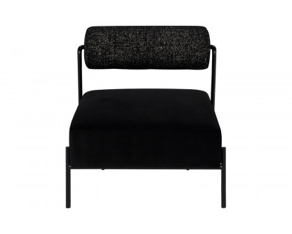 Nuevo™ Marni Occasional Chair - Salt And Pepper Bolster/Black Velour Seat, Matte Black Frame