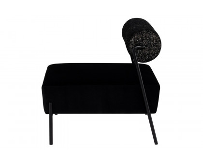 Nuevo™ Marni Occasional Chair - Salt And Pepper Bolster/Black Velour Seat, Matte Black Frame