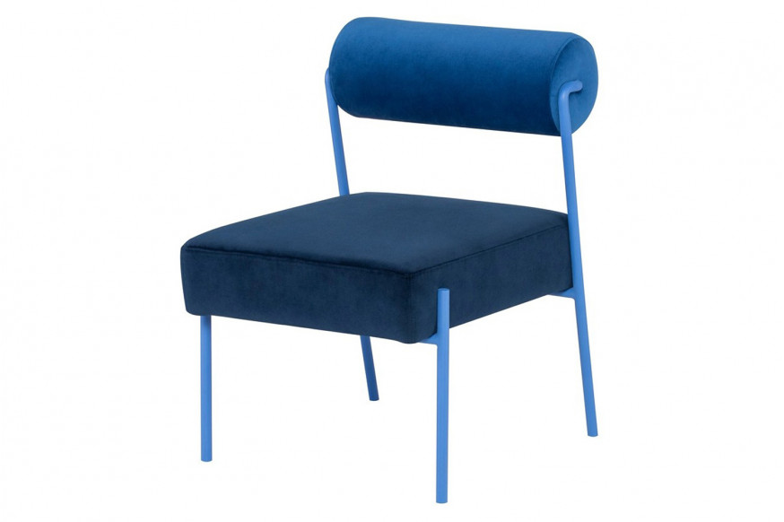 Nuevo™ Marni Dining Chair - Sapphire Velour Bolster/Dusk Velour Seat, Sapphire Frame