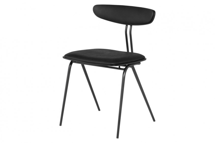 Nuevo™ Giada Dining Chair - Black Leather / Ebonized Oak