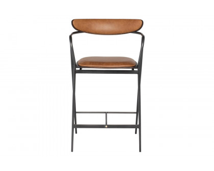 Nuevo™ Gianni Counter Stool - Dessert Leather / Seared Oak Frame