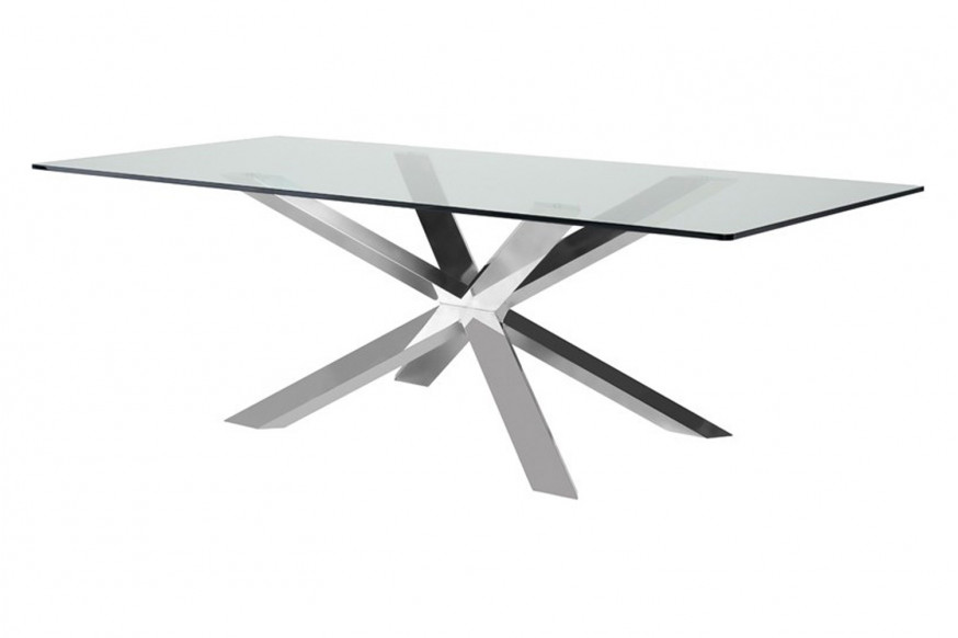 Nuevo™ Couture Dining Table - Polished Stainless Base, L94,5'' x W44'' x H29,5''