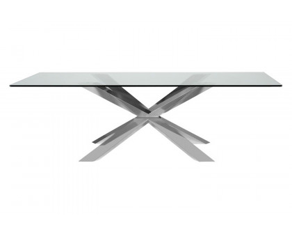 Nuevo™ Couture Dining Table - Polished Stainless Base, L94,5'' x W44'' x H29,5''