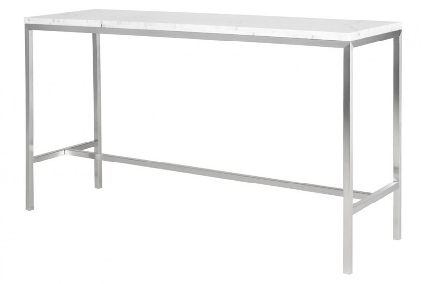 Nuevo™ Verona Bar Table - White Marble Top, L72'' x W21,8'' x H40''