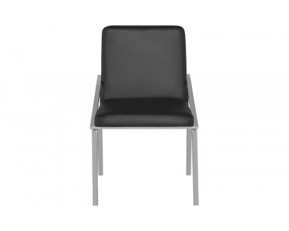 Nuevo™ Nika Dining Chair - Gray Naugahyde Seat, Polished Stainless Frame