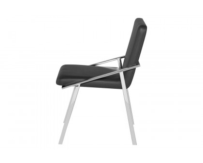 Nuevo™ Nika Dining Chair - Gray Naugahyde Seat, Polished Stainless Frame