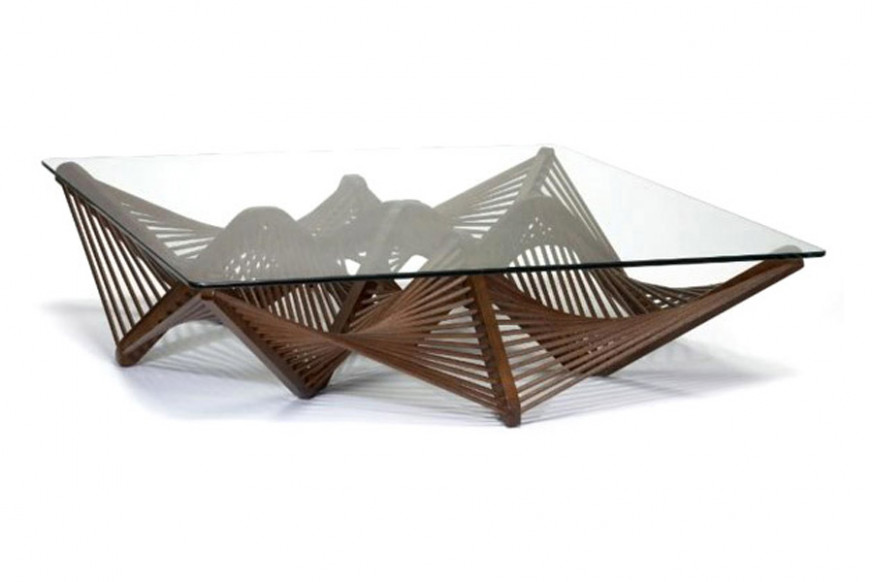 Oggetti™ Geo Cocktail Table - Medium Brown, with Glass